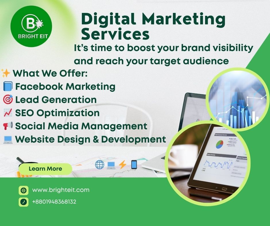 Digital Marketing dashboard showing growth and data analytics